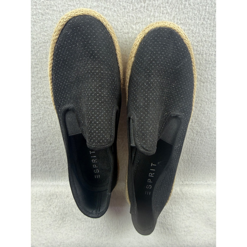 Esprit Nadine Black Perforated Espadrille Slip On Loafers Womens 9M E4NAD01